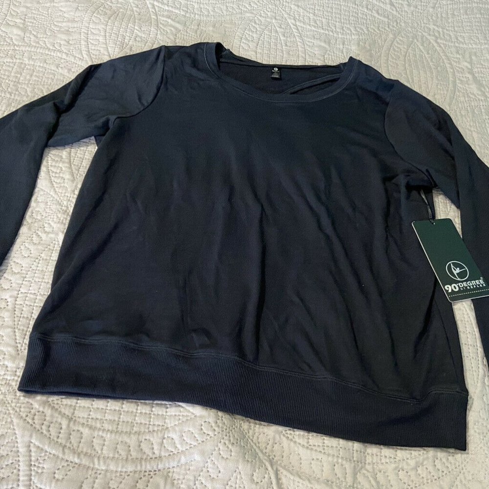90 Degrees Womens Active Sweatshirt Crisscross Cutout Back XL New